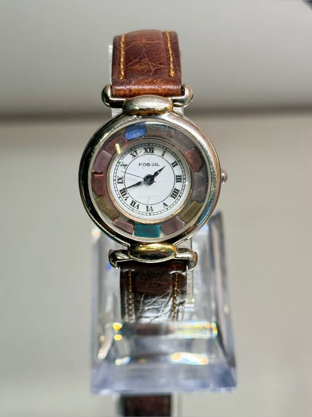 Vintage Fossil Women’s Quartz Watch 29mm Silver Gold Tone New Battery Runs